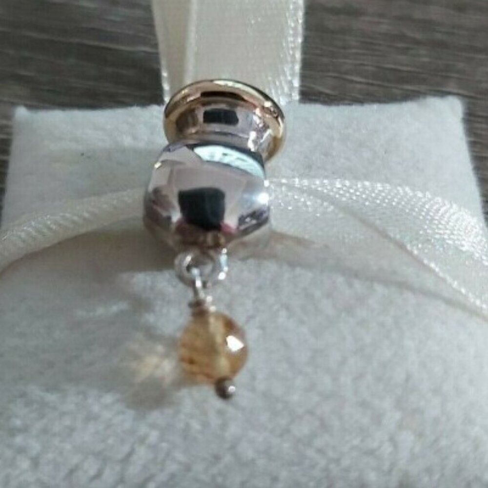 Authentic "RETIRED" SS BUTTERCUP DANGLE W/14KT GOLD & CHAMPAGNE CZ 790391CCZ